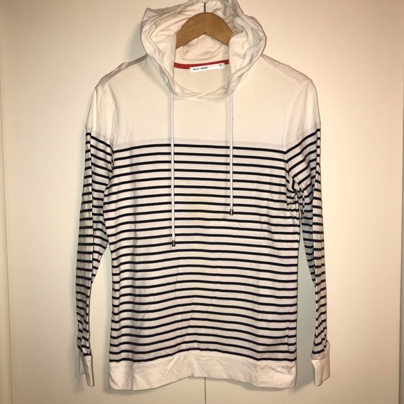 BASIC HOUSE Long Sleeve Striped Pull-On Hoodie - Picture 1 of 8